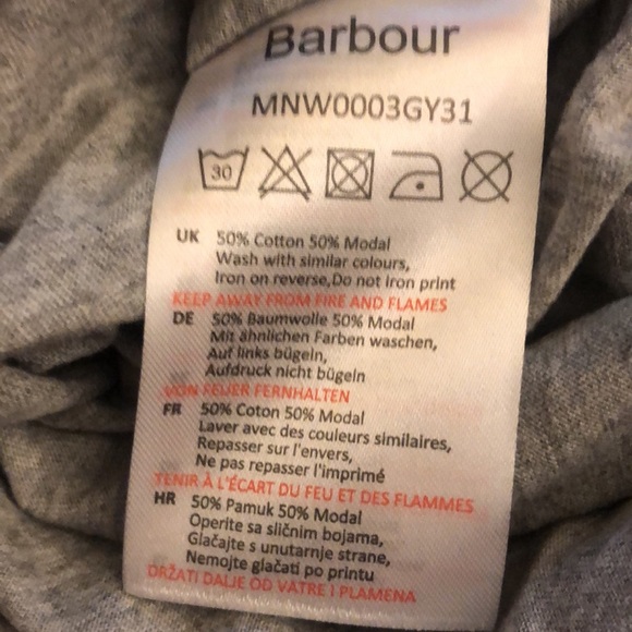 Barbour Calvert Logo Tee Shirt | NWT | Soft Cotton Blend Gray Crewneck | Size S - Picture 4 of 7